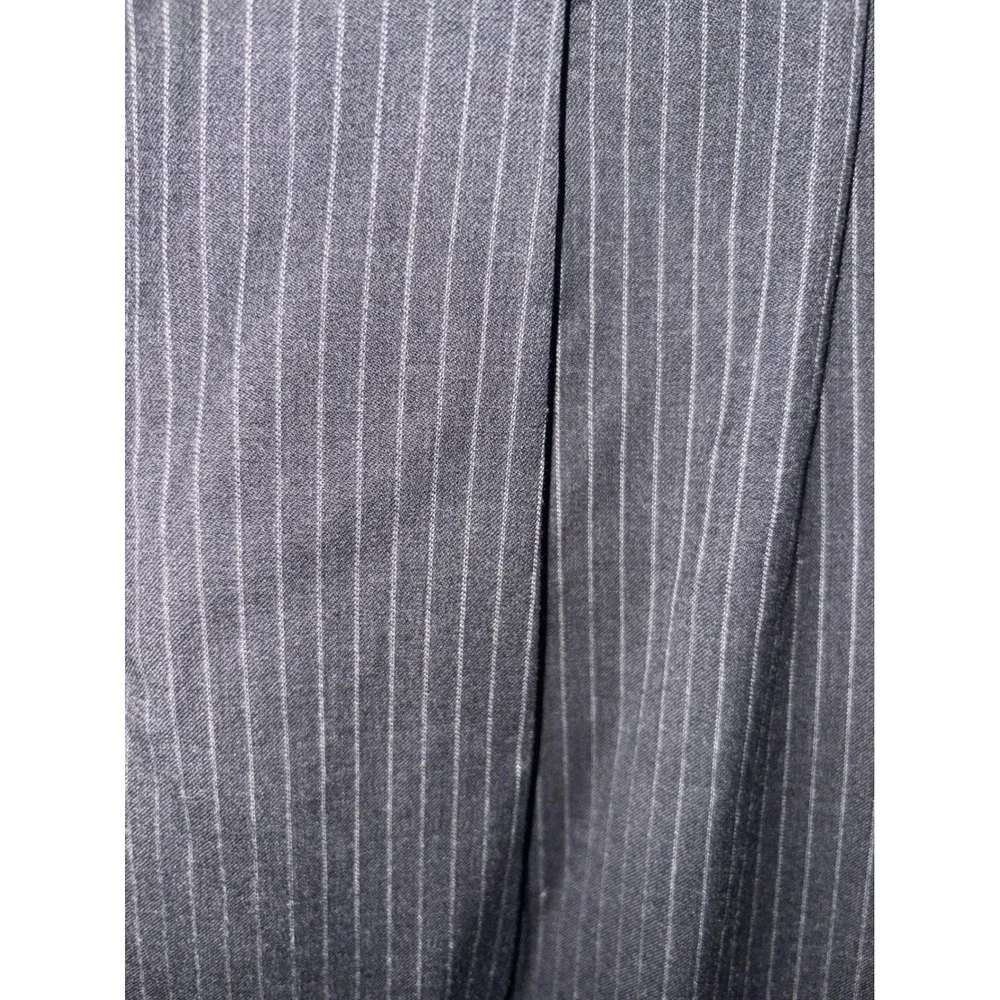 J. Ferrar Mens 2 Piece Suit 48R Black Pinstripe 100% Wool Blazer Trousers Set
